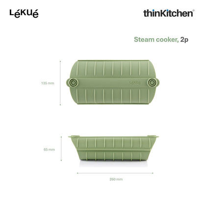 LÉKUÉ Premium Steam Cooker, Platinum Silicone Microwave Steamer for Speed Cooking, Ideal for 1–2 Servings