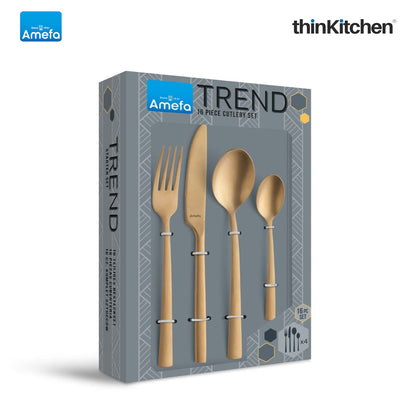 Amefa Manille Stainless Steel Cutlery 16 Pieces Gold