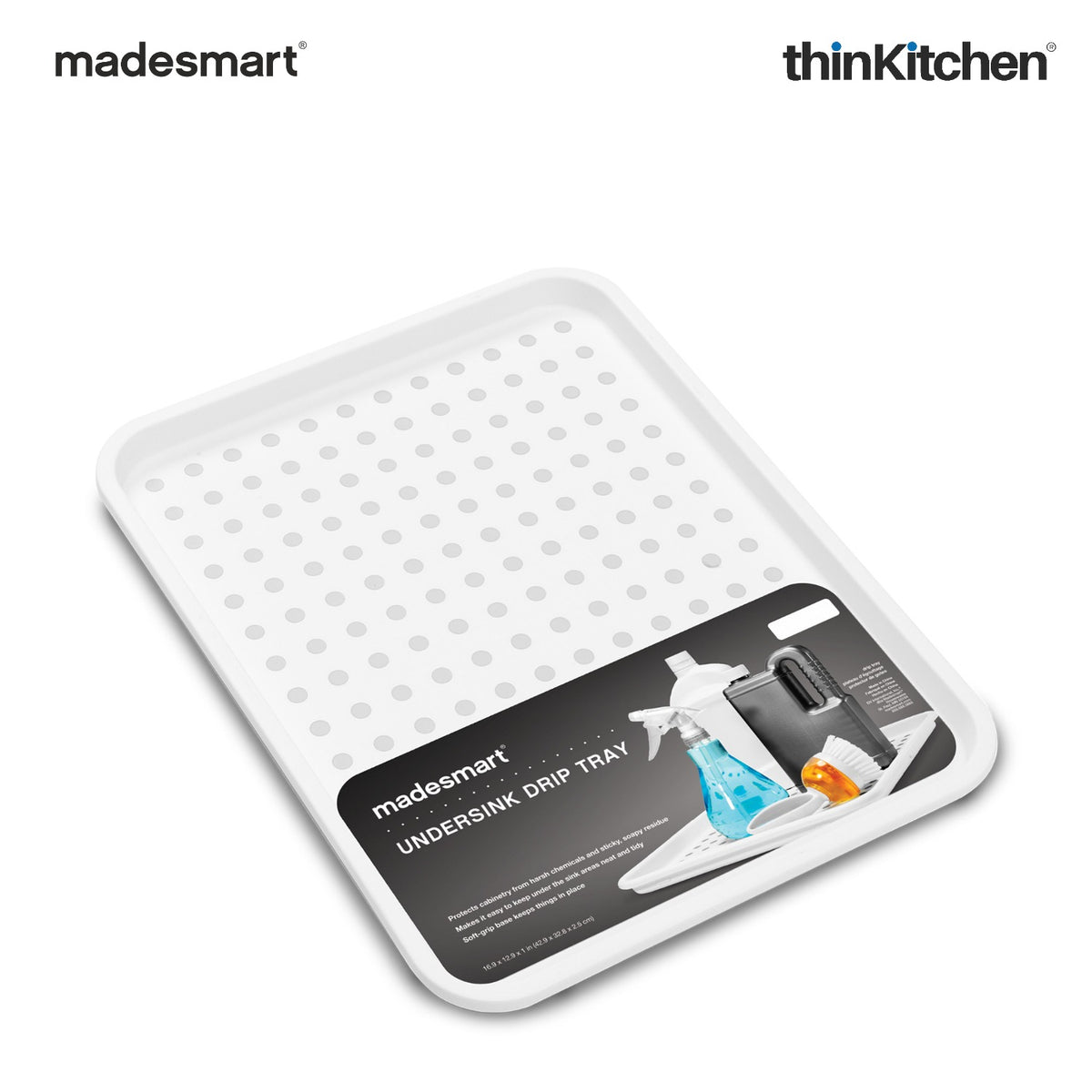 Madesmart Undersink Drip Tray For Cabinets, White - 2