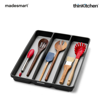 Madesmart Classic Large Utensil Tray With Soft Grip Lining, Carbon