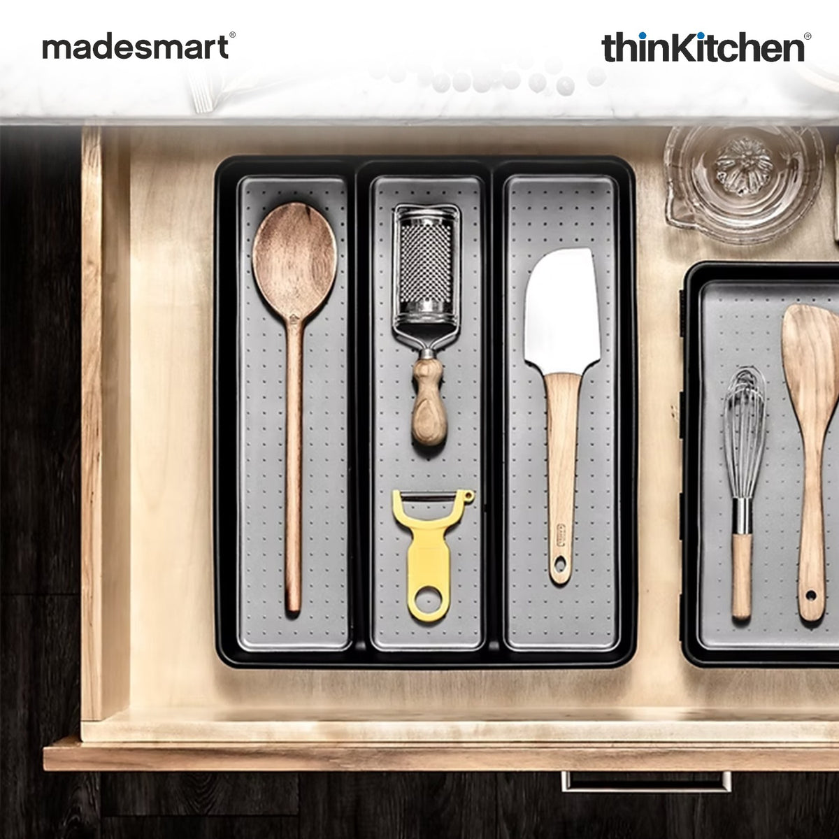 Madesmart Classic Large Utensil Tray With Soft Grip Lining, Carbon - 3