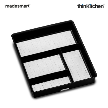Madesmart Classic 4 Compartment Drawer Organizer With Soft Grip, Carbon