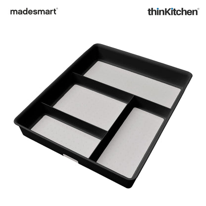 Madesmart Classic 4 Compartment Drawer Organizer With Soft Grip, Carbon