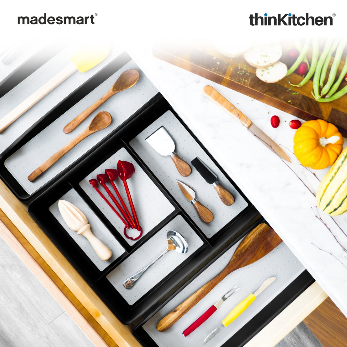 Madesmart Classic 4 Compartment Drawer Organizer With Soft Grip, Carbon - 2