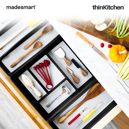 Madesmart Classic 4 Compartment Drawer Organizer With Soft Grip, Carbon