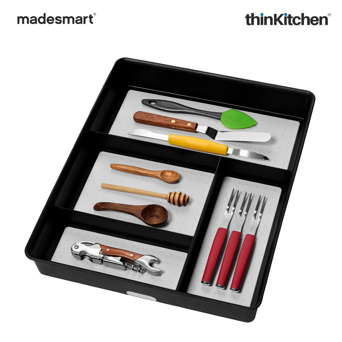 Madesmart Classic 4 Compartment Drawer Organizer With Soft Grip, Carbon - 5