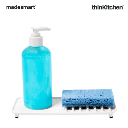 Madesmart Elevated Sink Tray For Soap, Sponges And Brushes, White