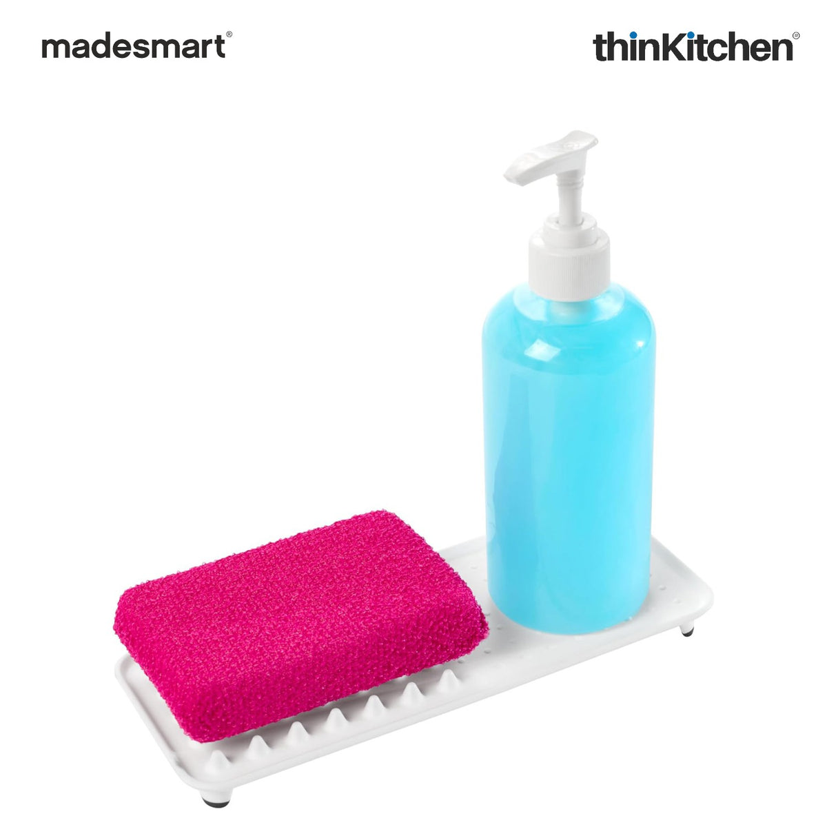 Madesmart Elevated Sink Tray For Soap, Sponges And Brushes, White