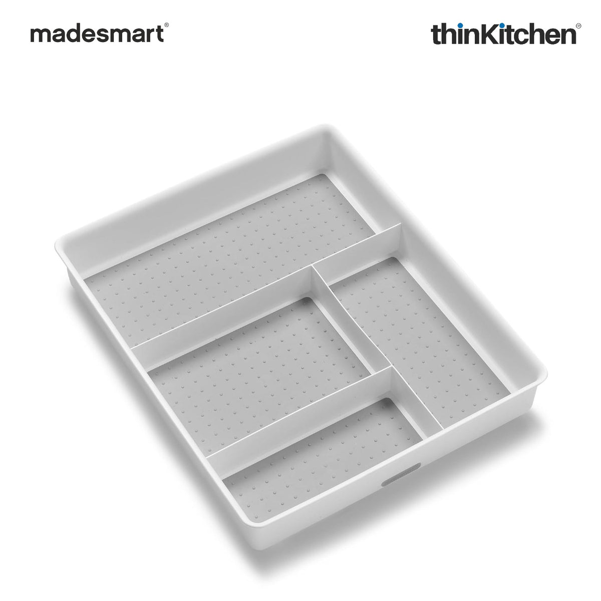 Madesmart Multipurpose Drawer Organizer, Gadget Tray With 4 Compartments, White - 1