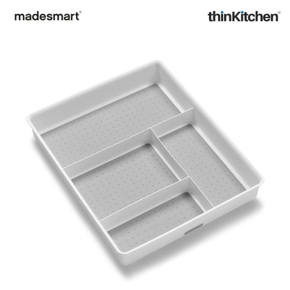 Madesmart Multipurpose Drawer Organizer, Gadget Tray With 4 Compartments, White
