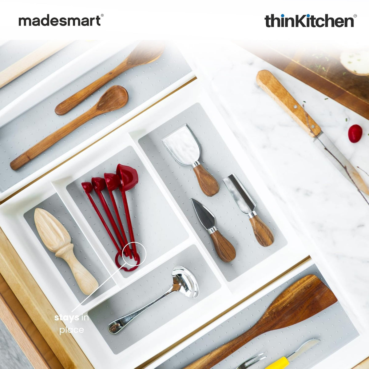 Madesmart Multipurpose Drawer Organizer, Gadget Tray With 4 Compartments, White - 4