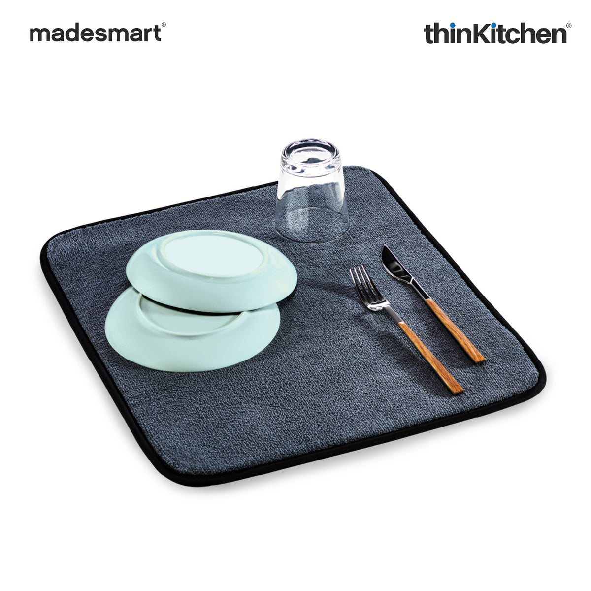 Madesmart Dish Drying Mat, Absorbent Microfiber, Grey - 1