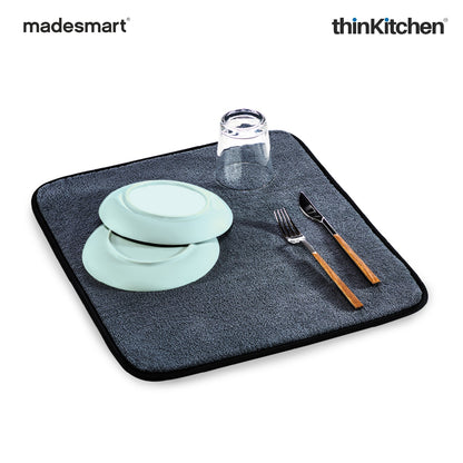Madesmart Dish Drying Mat, Absorbent Microfiber, Grey