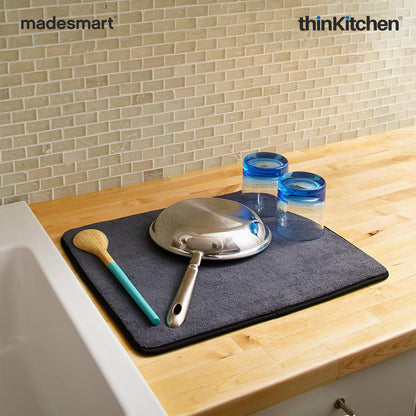 Madesmart Dish Drying Mat, Absorbent Microfiber, Grey