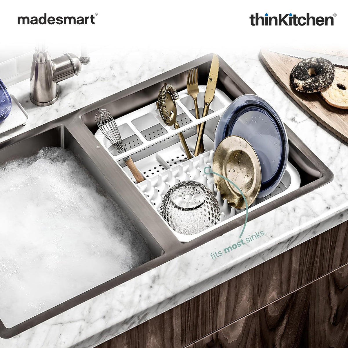 Madesmart Collapsible Dish Drying Rack, White