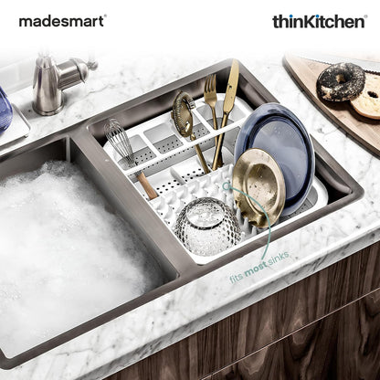 Madesmart Collapsible Dish Drying Rack, White