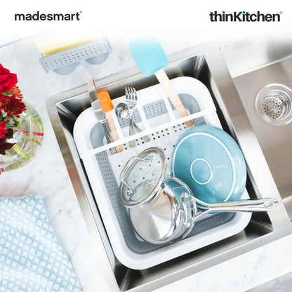 Madesmart Collapsible Dish Drying Rack, White
