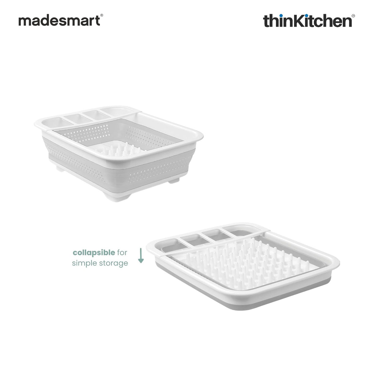Madesmart Collapsible Dish Drying Rack, White