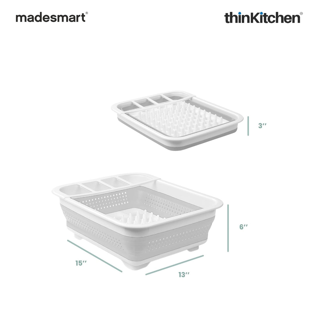 Madesmart Collapsible Dish Drying Rack, White