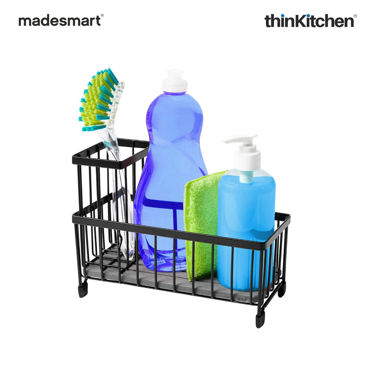 Madesmart Drying Stone Sink Caddy With Brush Holder, Black - 2