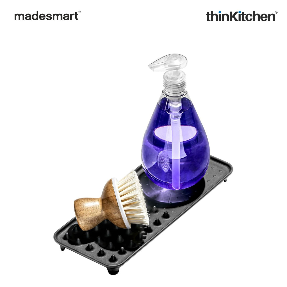 Madesmart Elevated Sink Tray For Soap And Sponges, Carbon - 1