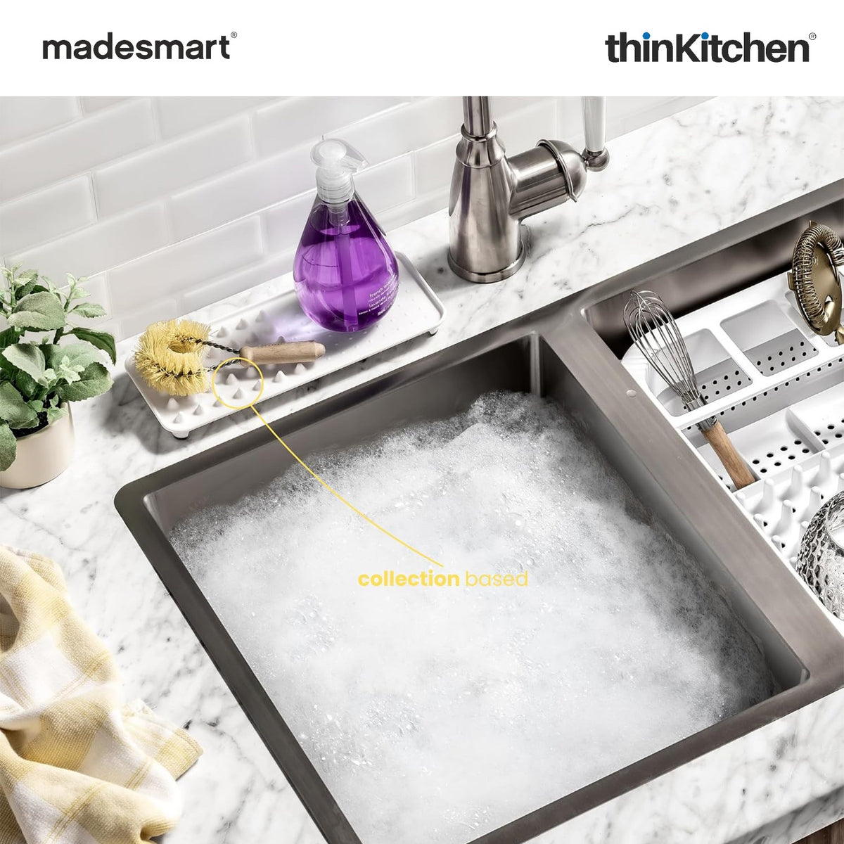 Madesmart Elevated Sink Tray For Soap And Sponges, Carbon - 2
