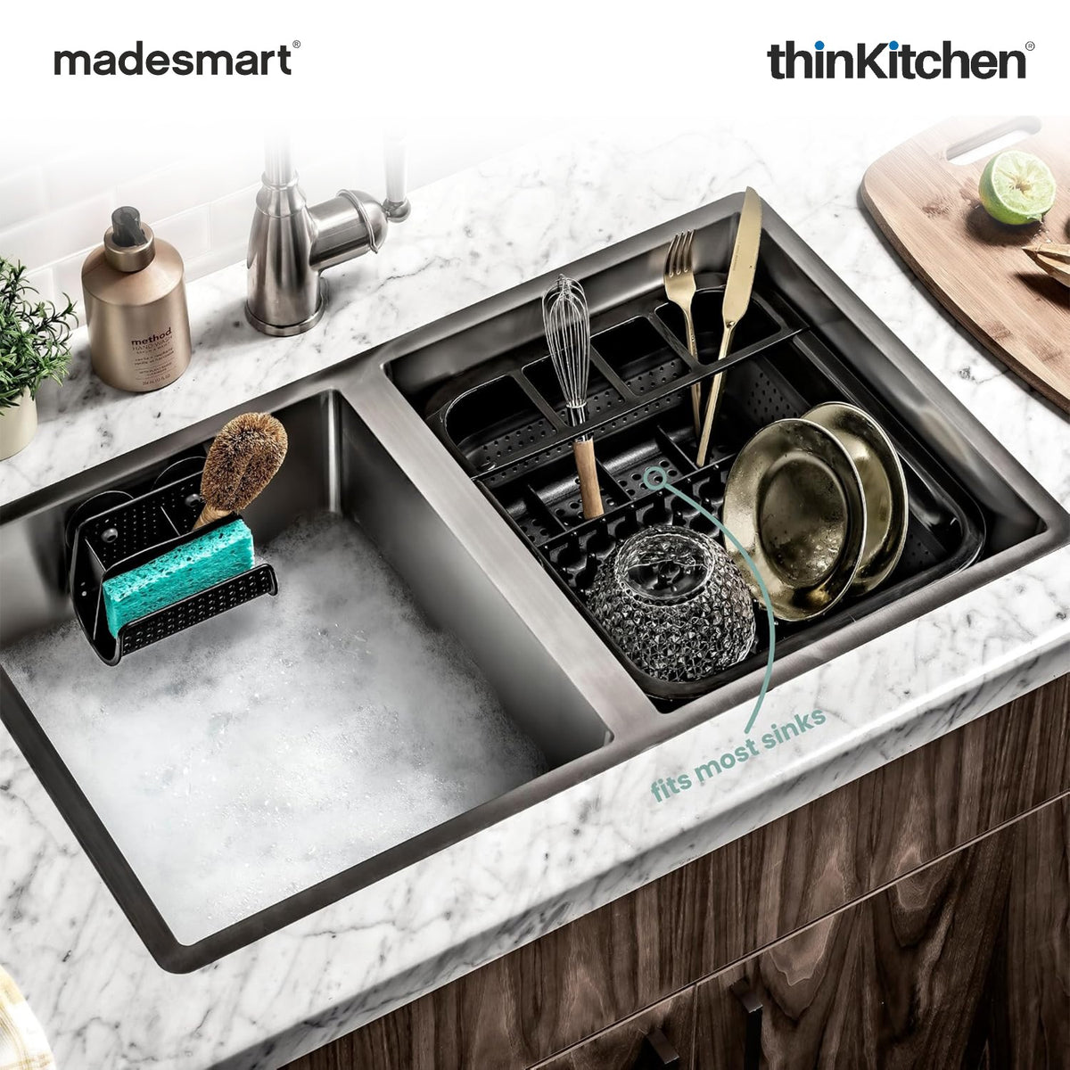Madesmart Collapsible Dish Drying Rack, Carbon