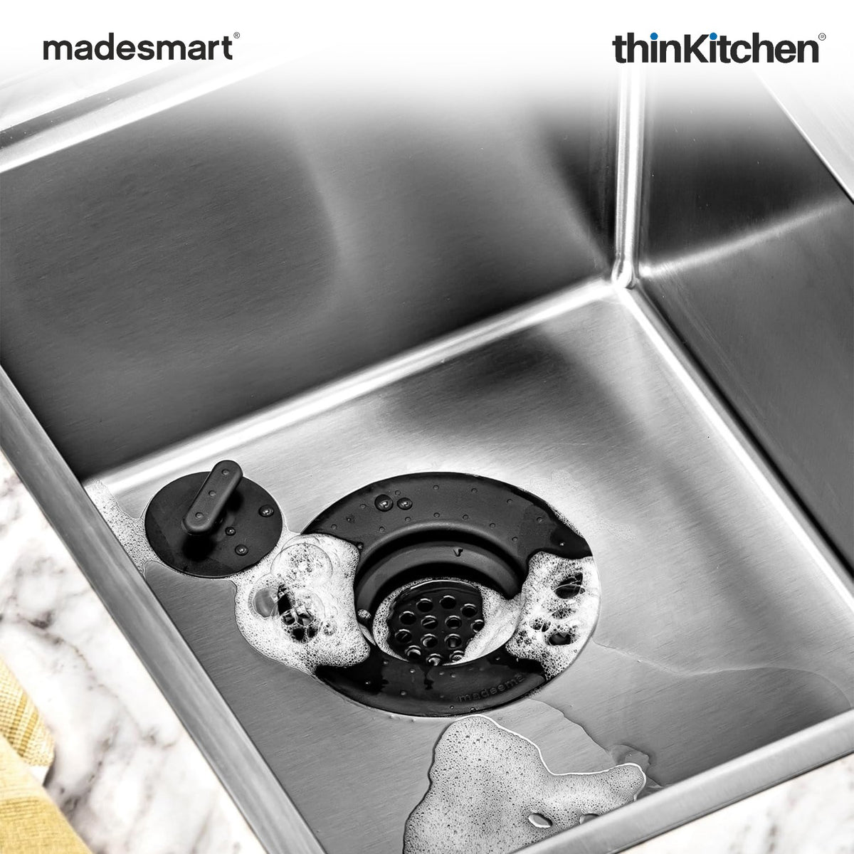 Madesmart 2-Piece Sink Drain Strainer And Stopper Set, Carbon