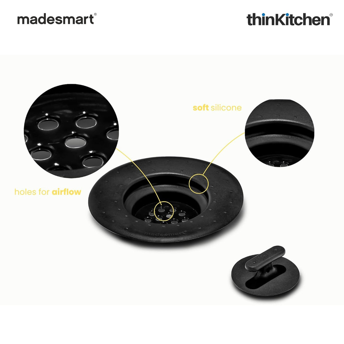 Madesmart 2-Piece Sink Drain Strainer And Stopper Set, Carbon - 2