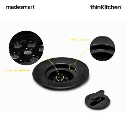 Madesmart 2-Piece Sink Drain Strainer And Stopper Set, Carbon