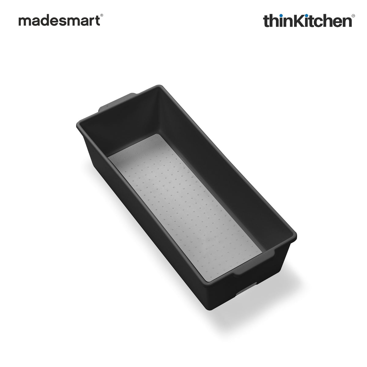 Madesmart Classic Large Deep Storage Bin With Soft Grip Handles, Carbon