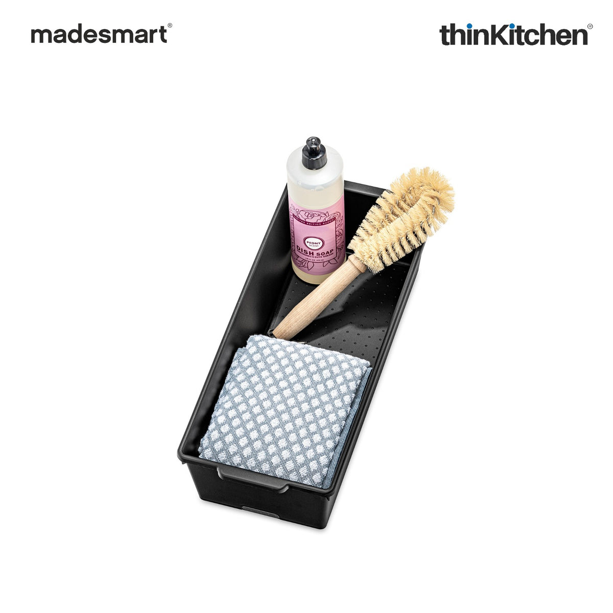 Madesmart Classic Large Deep Storage Bin With Soft Grip Handles, Carbon