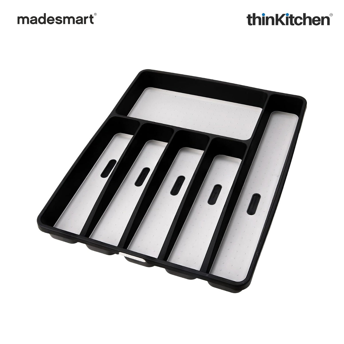 Madesmart Classic Large Silverware Tray With Soft Grip Lining, Carbon - 1