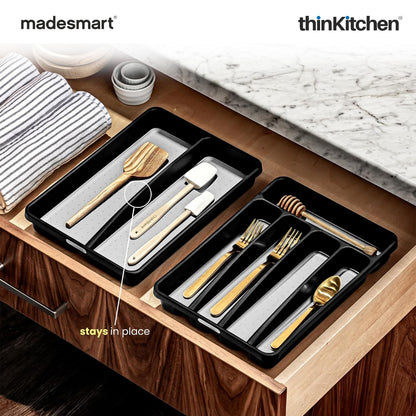 Madesmart Classic Compact Utensil Tray With Soft Grip Lining, Carbon