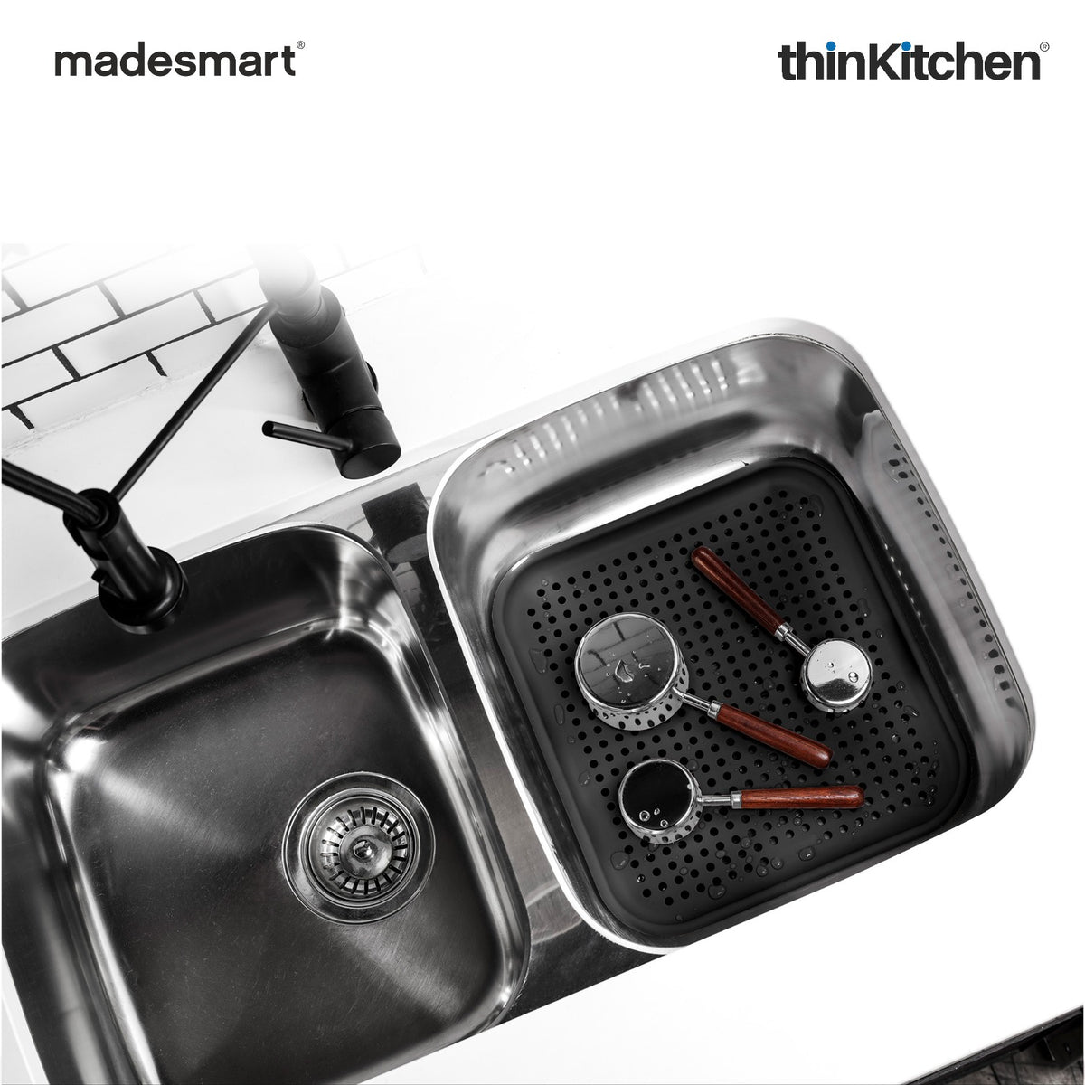Madesmart Elevated Sink Mat With Soft Cushioned Surface, Carbon