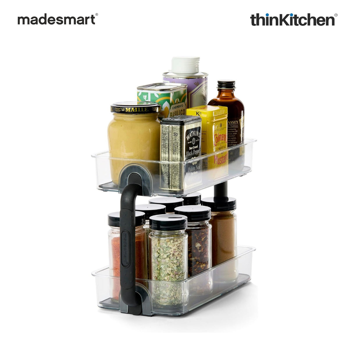 Madesmart Two-Level Spice Organizer With Soft Grip Lining, Smoke - 3