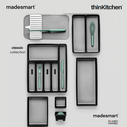 Madesmart Classic 3 Pcs Drawer Organizer With Soft Grip Lining, Non Slip Feat  - White