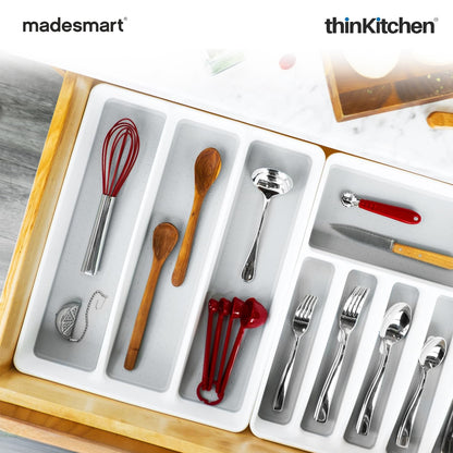 Madesmart Cooking Tools Organizer Tray, 3 Compartments, Utensils Kitchen Drawer Tray - White