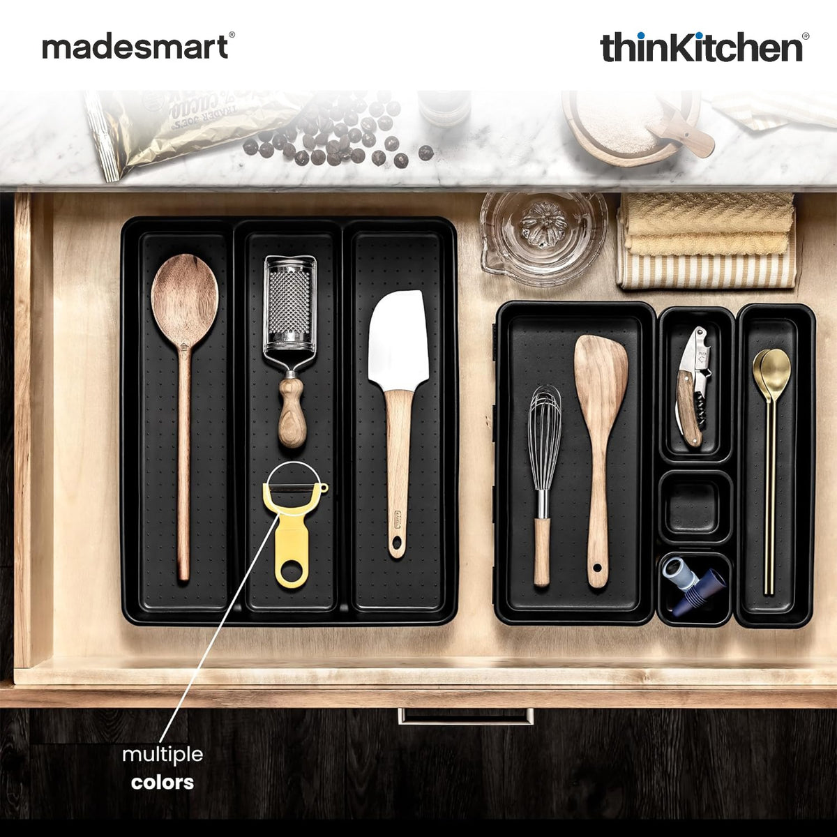 Madesmart Cooking Tools Organizer Tray, 3 Compartments, Utensils Kitchen Drawer Tray - White - 2