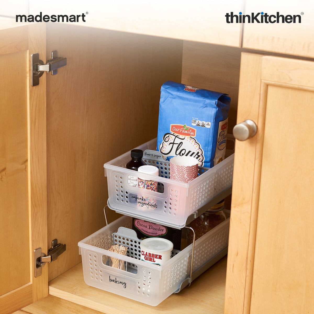 Madesmart 2-Tier Organizer With Pull-Out Bins And Dividers, Frost - 6
