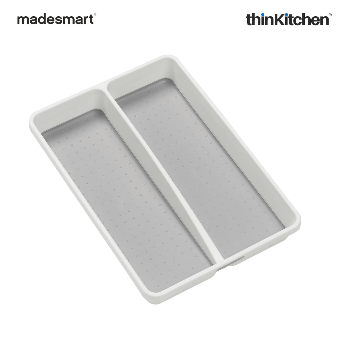 Madesmart Mini Cooking Utensil Organizer Tray, 2 Compartments, Compact Kitchen Drawer Tray - White - 1