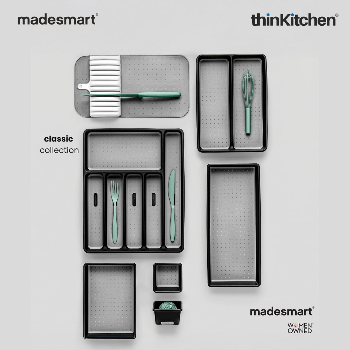 Madesmart Mini Cooking Utensil Organizer Tray, 2 Compartments, Compact Kitchen Drawer Tray - White - 5