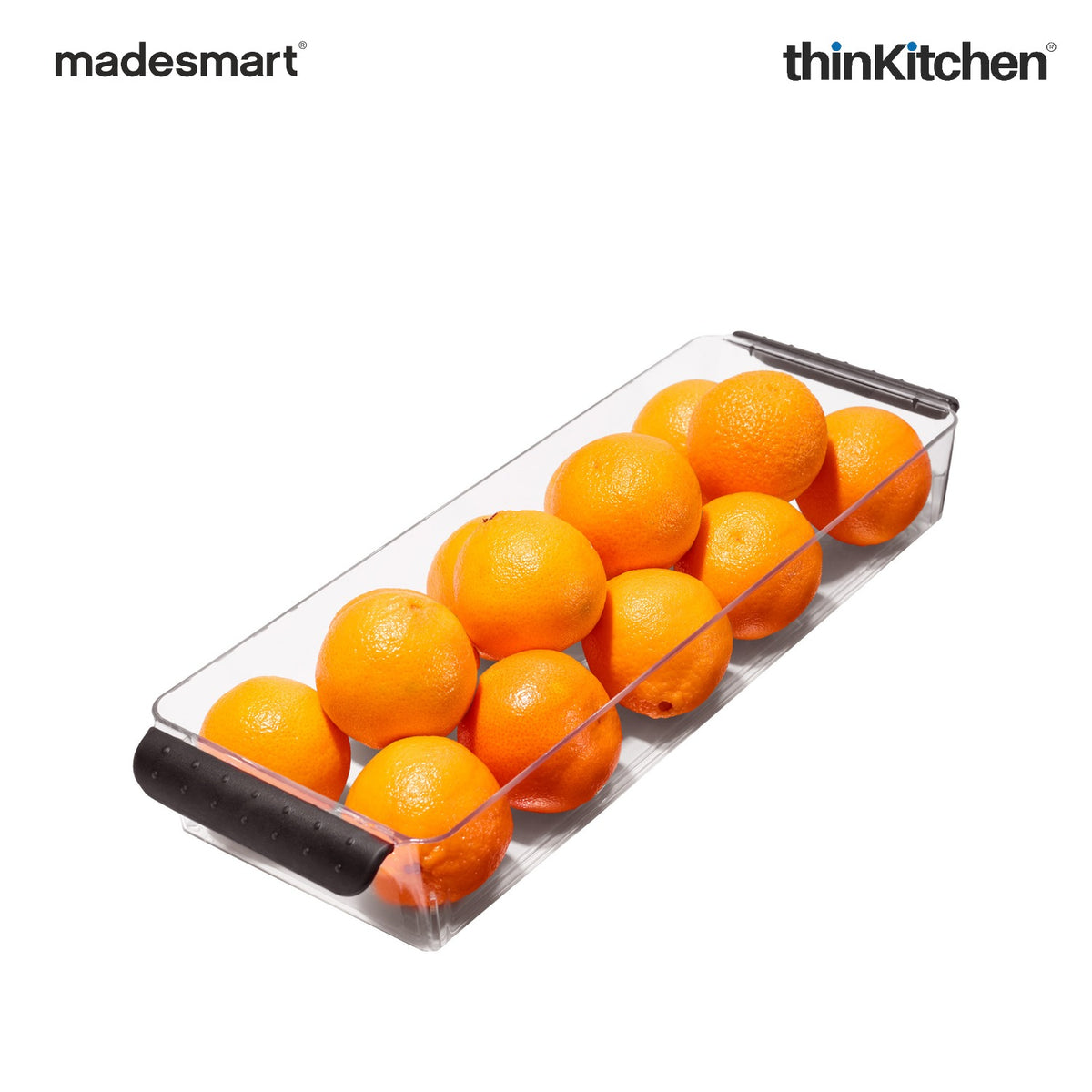 Madesmart Premium Long Fridge Bin With Soft Grip Handles, Clear - 2