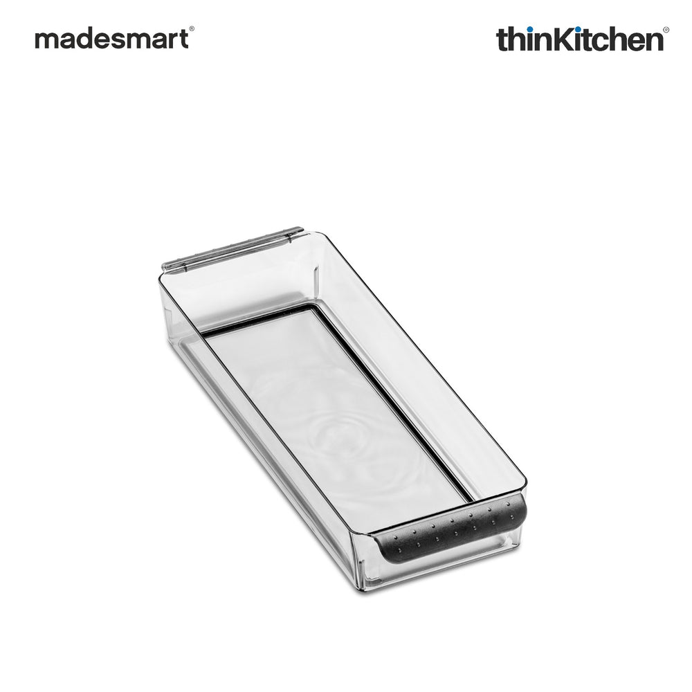 Madesmart Premium Long Fridge Bin With Soft Grip Handles, Clear