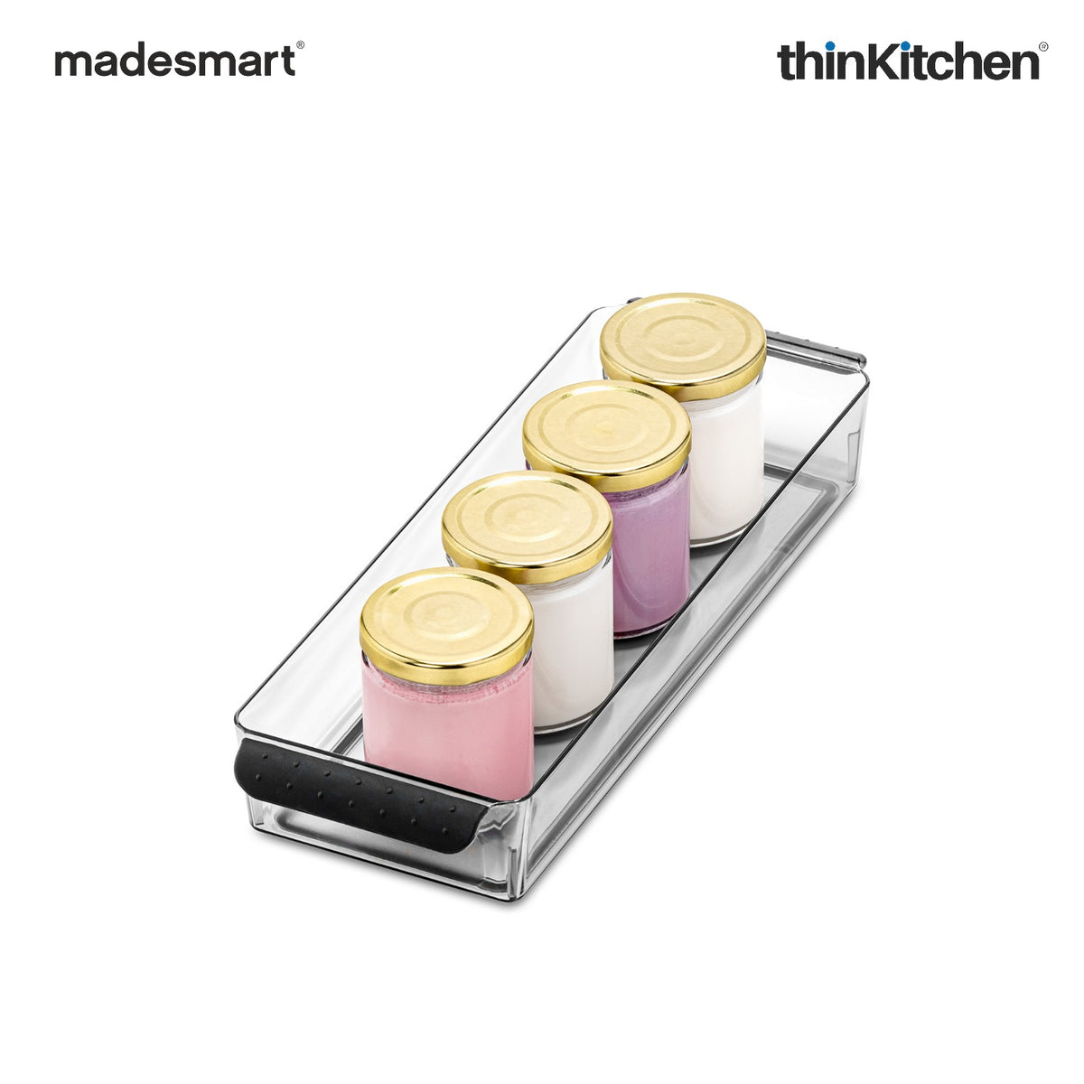 Madesmart Premium Long Fridge Bin With Soft Grip Handles, Clear - 3