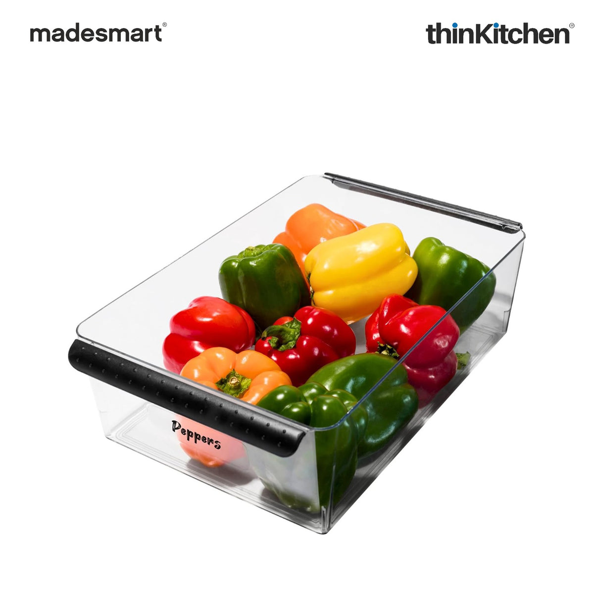 Madesmart Premium Large Fridge Bin With Soft Grip Handles, Clear - 3
