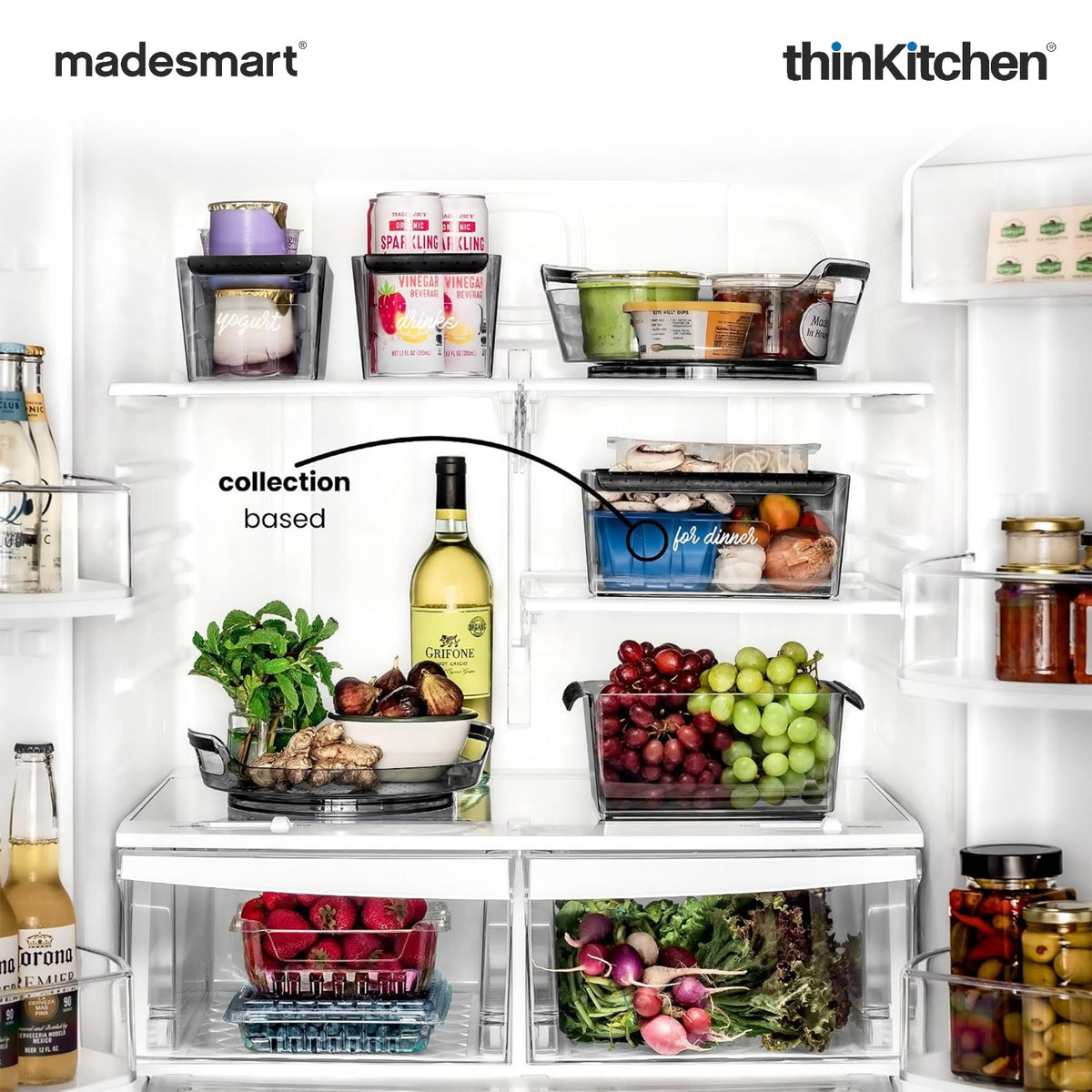 Madesmart Premium Large Fridge Bin With Soft Grip Handles, Clear - 2