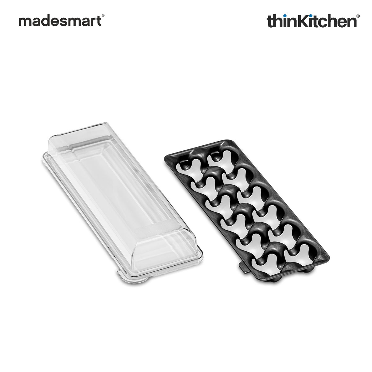 Madesmart Egg Holder With Lid, Clear And Carbon - 2