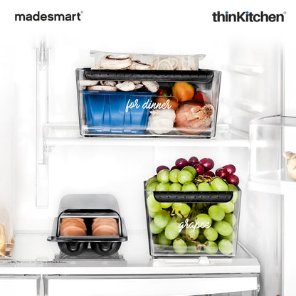 Madesmart Egg Holder With Lid, Clear And Carbon