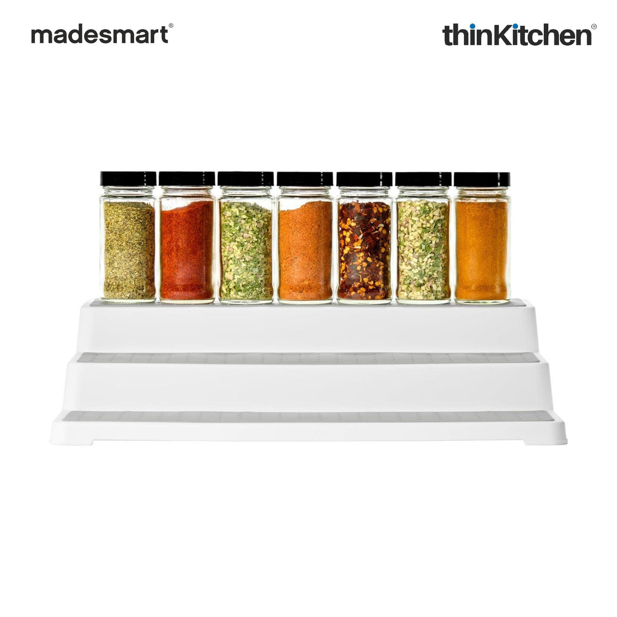 Madesmart 3-Tier Cabinet Shelf Organizer With Soft Grip Lining, White